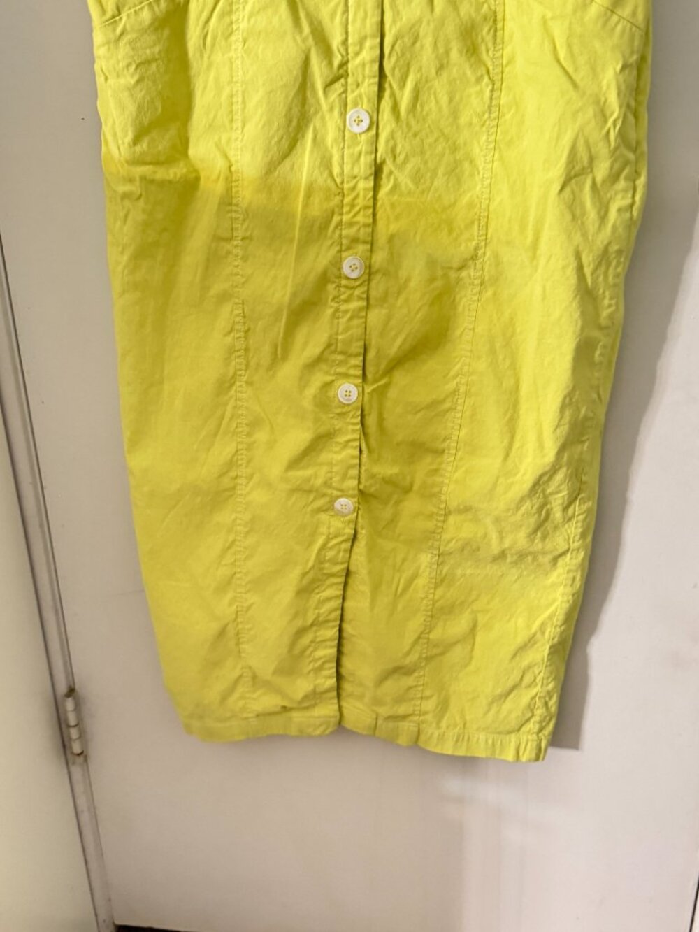 By Anthropologie Sleeveless Shirt Dress Lime Vibrant Button Up Collared Size 12 - Picture 4 of 8